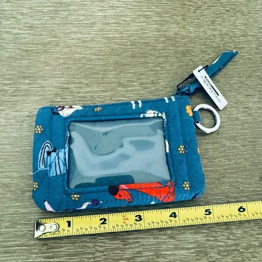 Vera Bradley Bark Park Dog Print Blue Zip ID Case Coin Purse